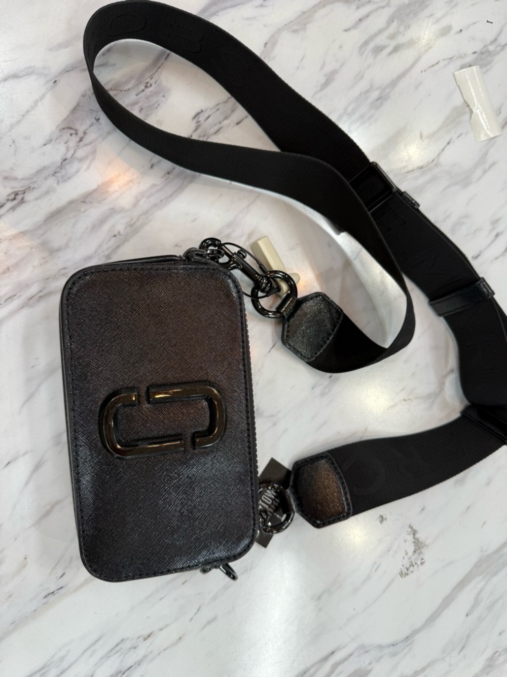 Marc Jacobs Black Crossbody Camera Bag with Metal Double-J Logo